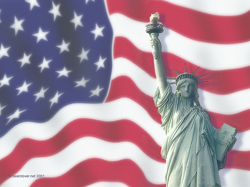 Flag and Statue of Liberty