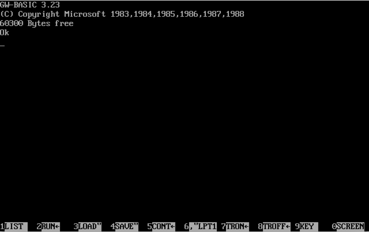 GW-BASIC programming environment