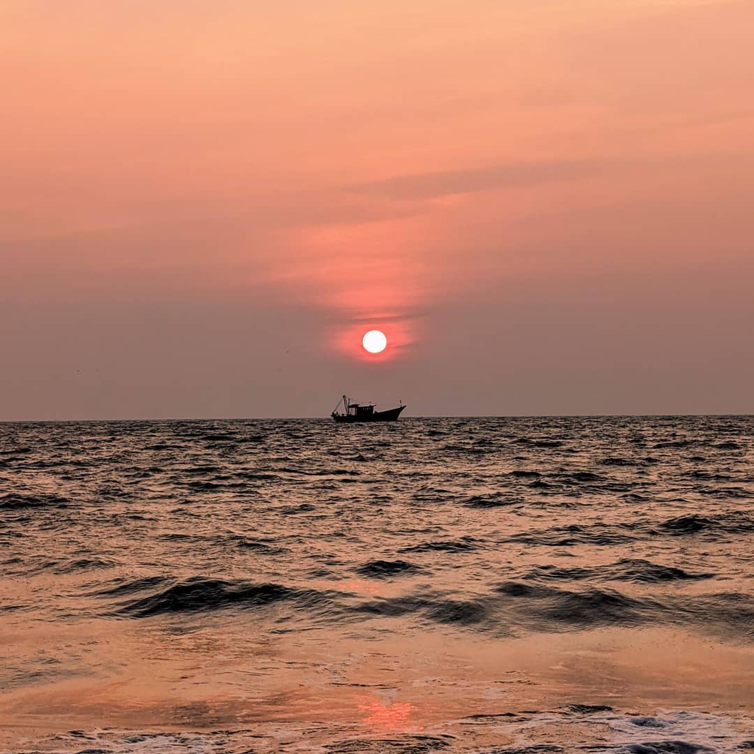 Fishing boat at Sunset.