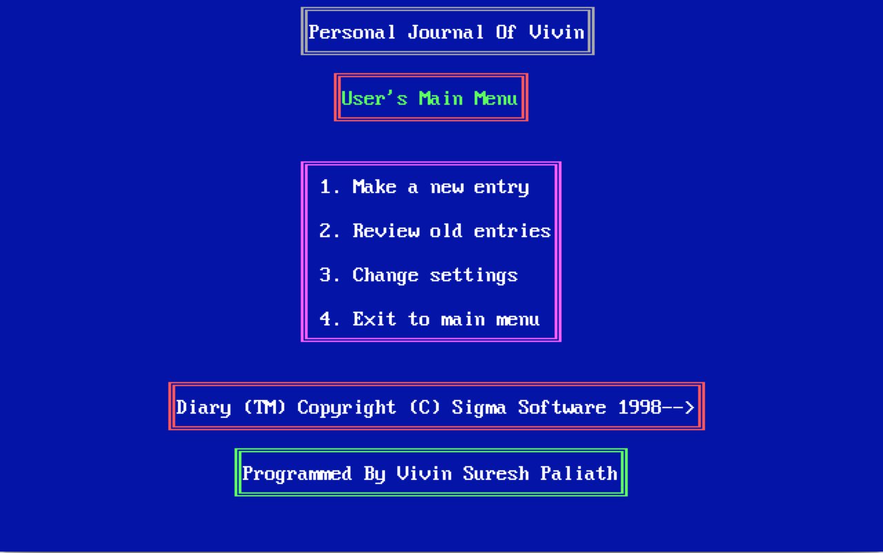 Diary program I wrote in BASIC